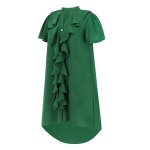 Ruffled Lace Open Button Shirt Skirt